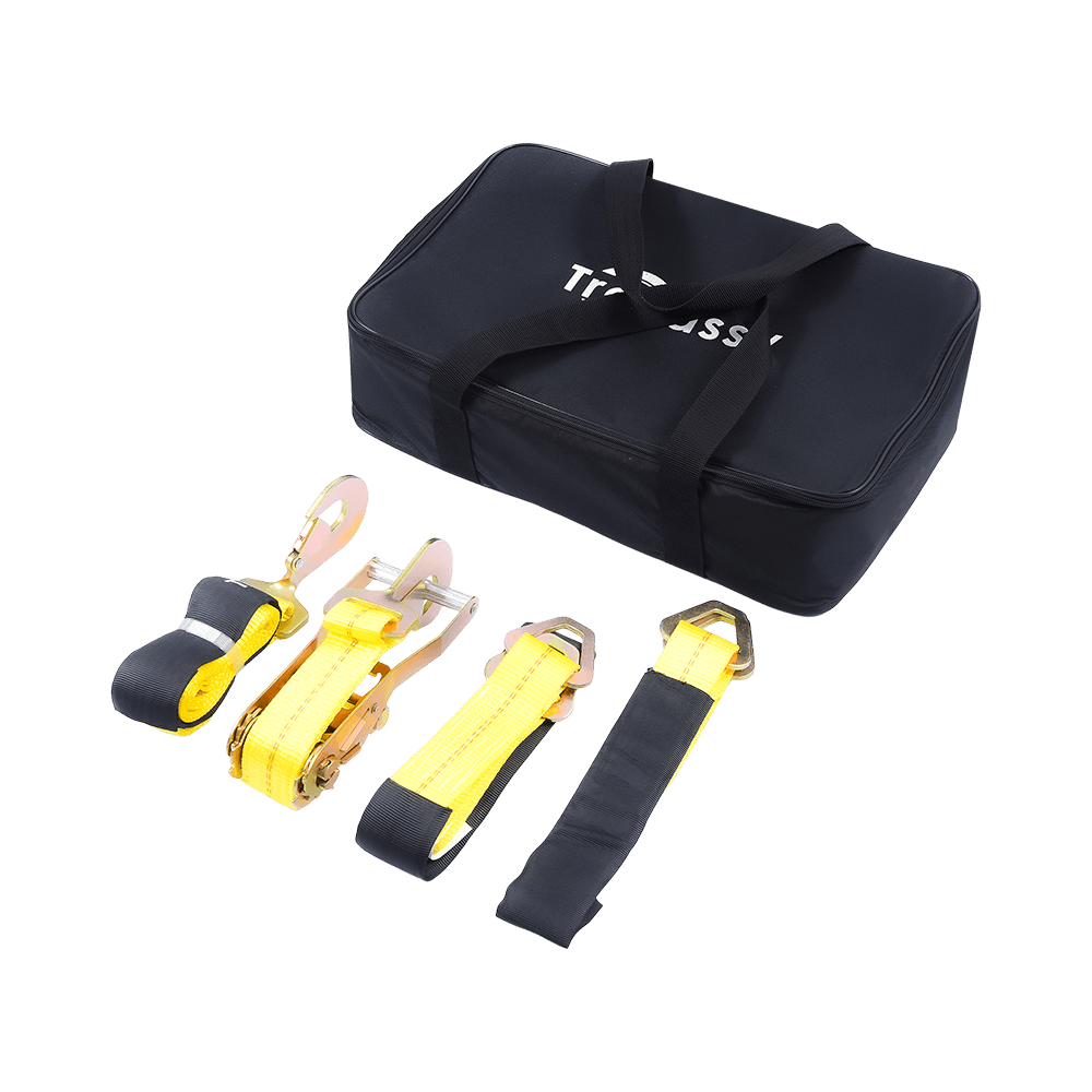 车辆固定绑带（速扣钩套索，2英寸×96英寸，4条装，经典黄，安全工作负荷3300磅）